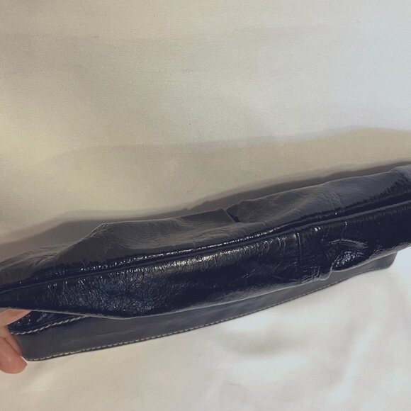 Fossil Black Leather Y2K Clutch Metal Frame Snap Shut Purse-Casual-Dinning - Picture 10 of 12